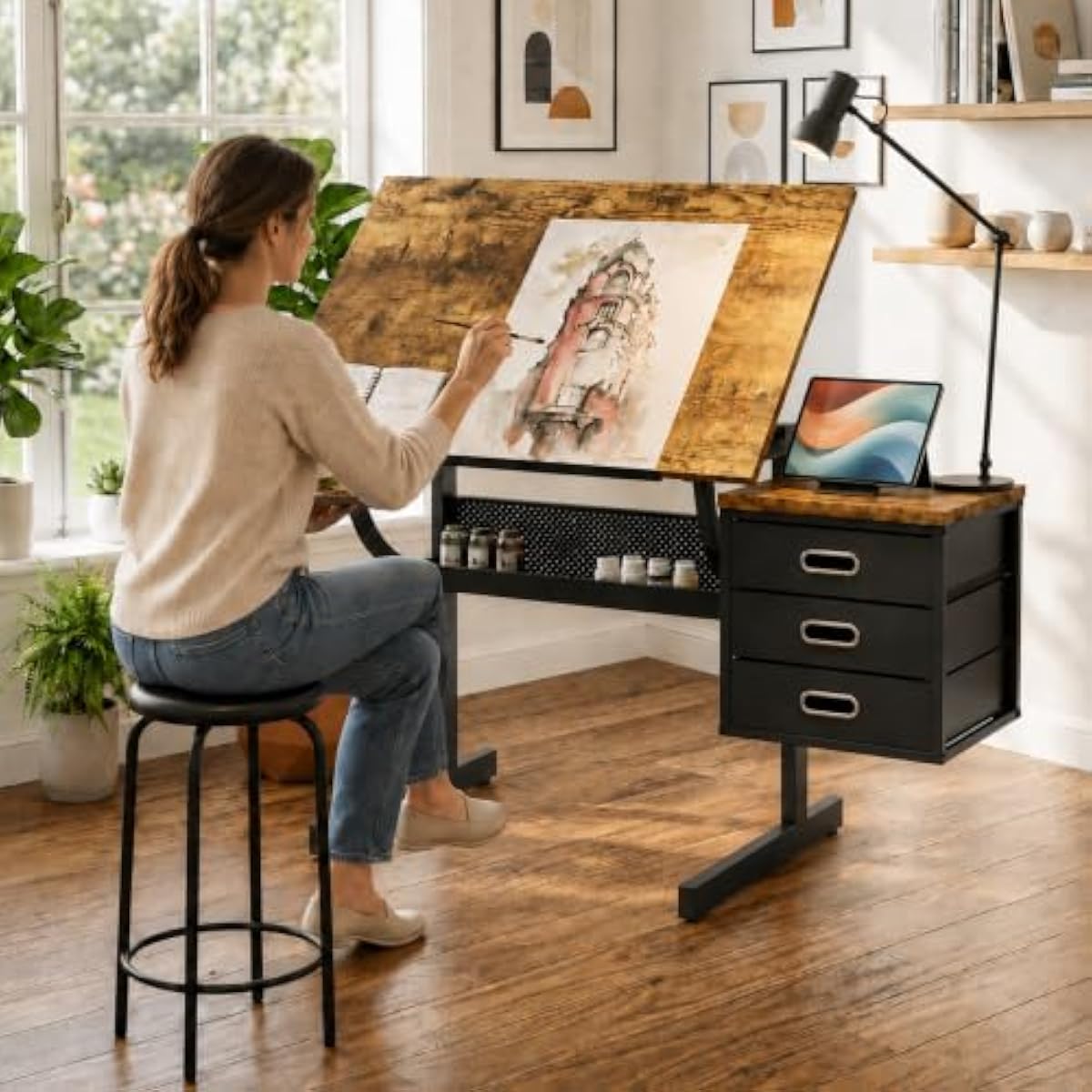 Tops - Verstelbaar tekenbureau met kantelfunctie, 0–75 graden,