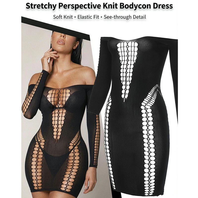 Sexy Mesh Sheer Bodycon Dress - Dames doorschijnende mesh strandjurk met lange