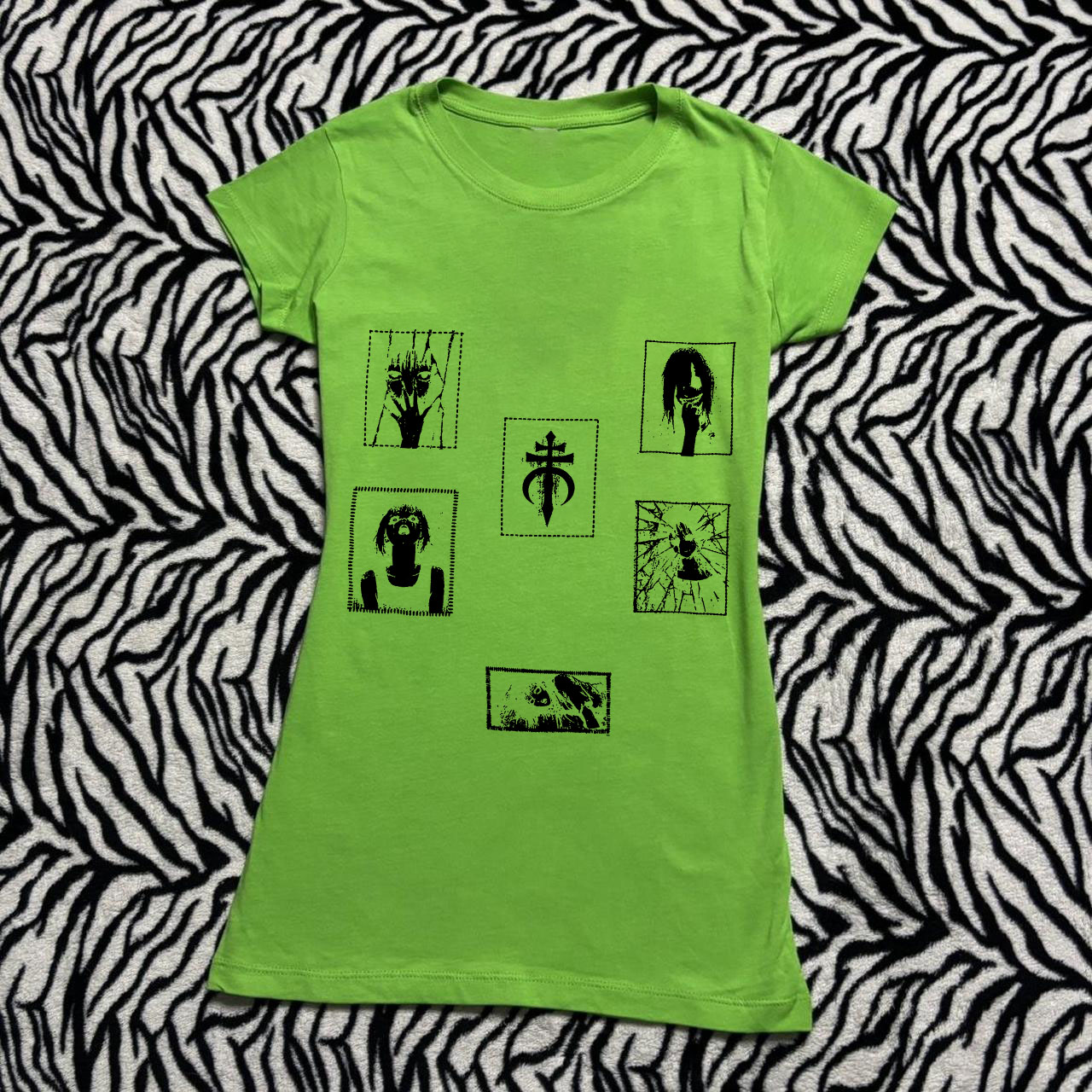 Y2K Graphic Baby Tee Crop - 2000s Vintage Dames Crop Top Punk