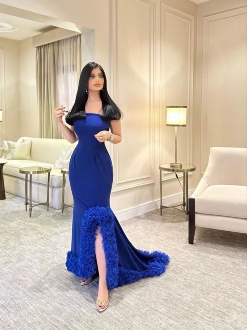 Elegant Satin Evening Gown Split - Op maat gemaakte luxe elegante avondjurken