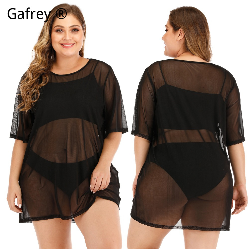 Sexy Mesh Sheer Bodycon Dress - Plus Size Sexy Mesh Strandjurk 2026