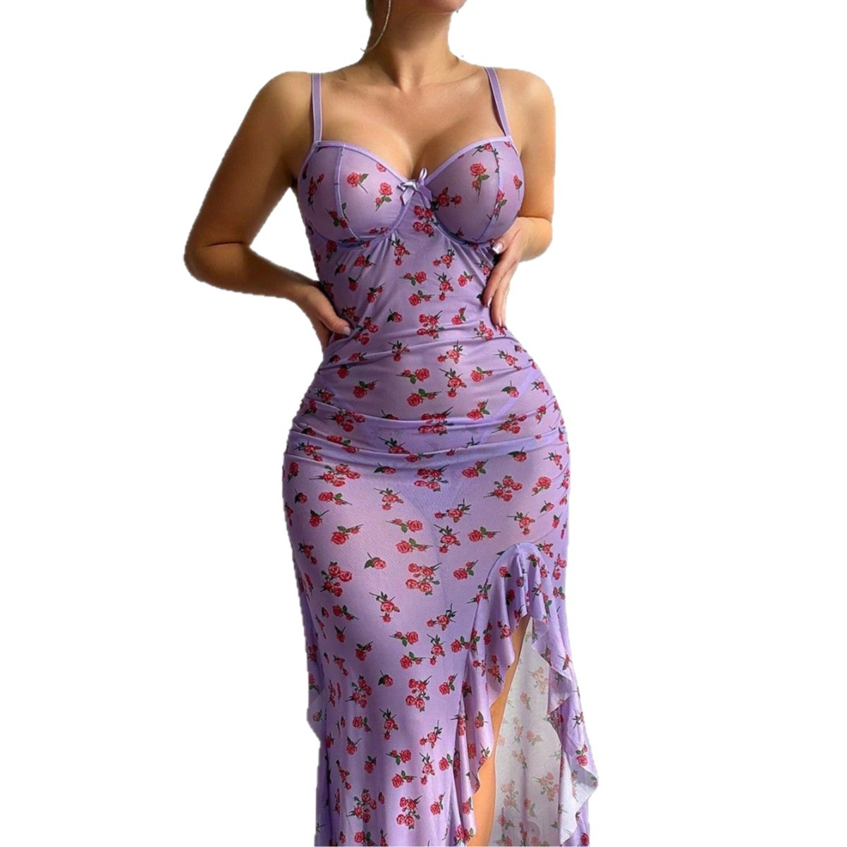 Sexy Mesh Sheer Bodycon Dress - Transparante mesh plus size sexy lingerie