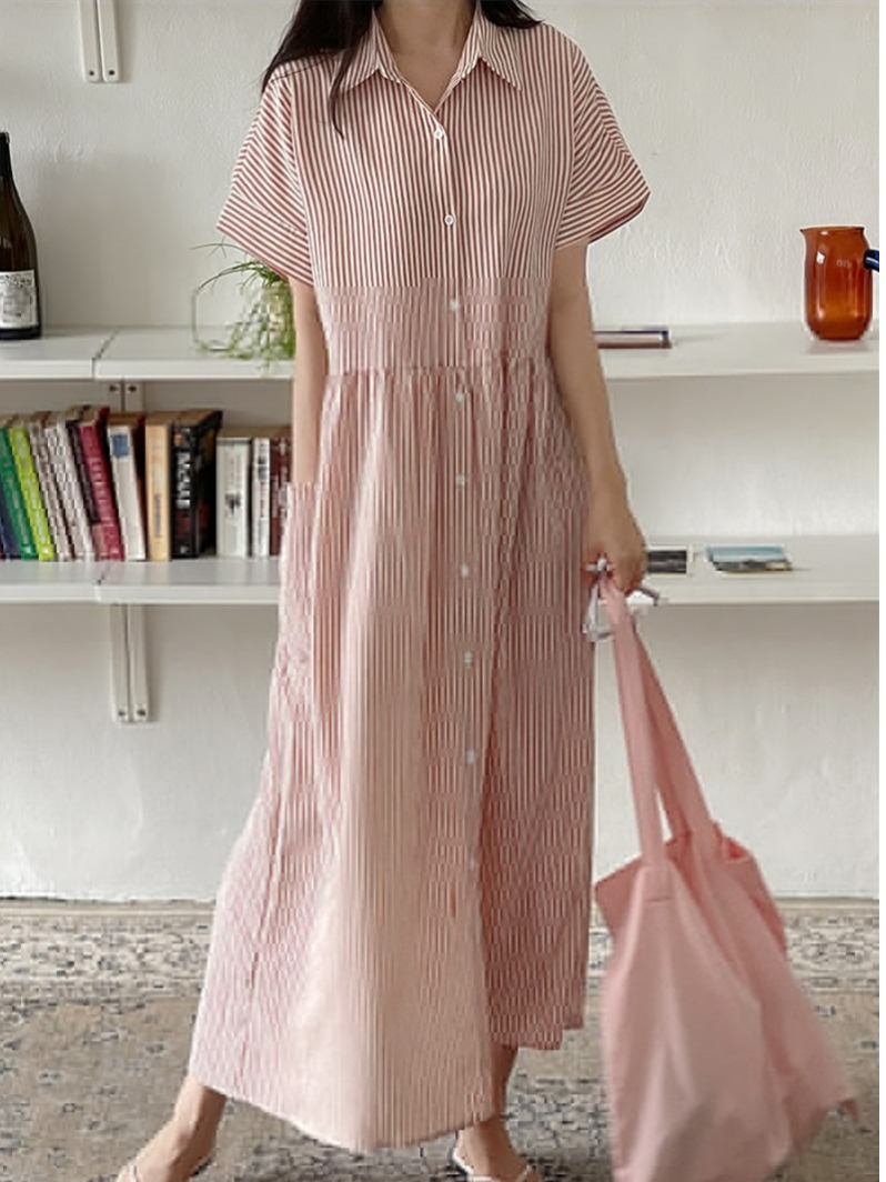 Retro Koreaanse stijl loszitte - Casual Loose Linen Shirt Dress recensie en prijs