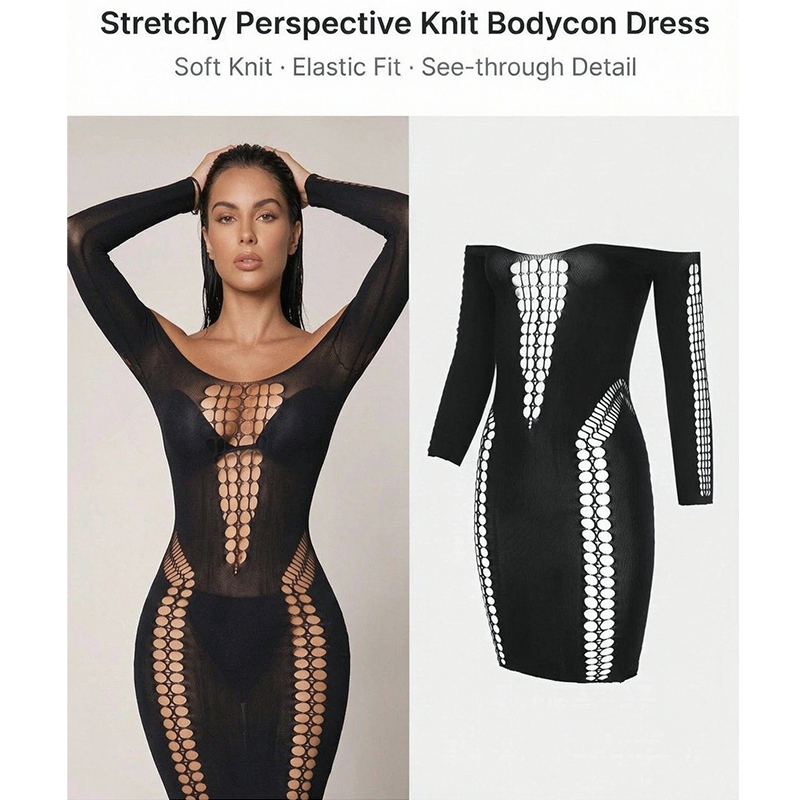 Dames doorschijnende mesh stra - Sexy Mesh Sheer Bodycon Dress recensie en prijs