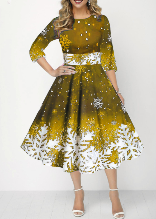 Winter Kerstjurken Dames Vinta - French Vintage Floral Midi Dress recensie en prijs