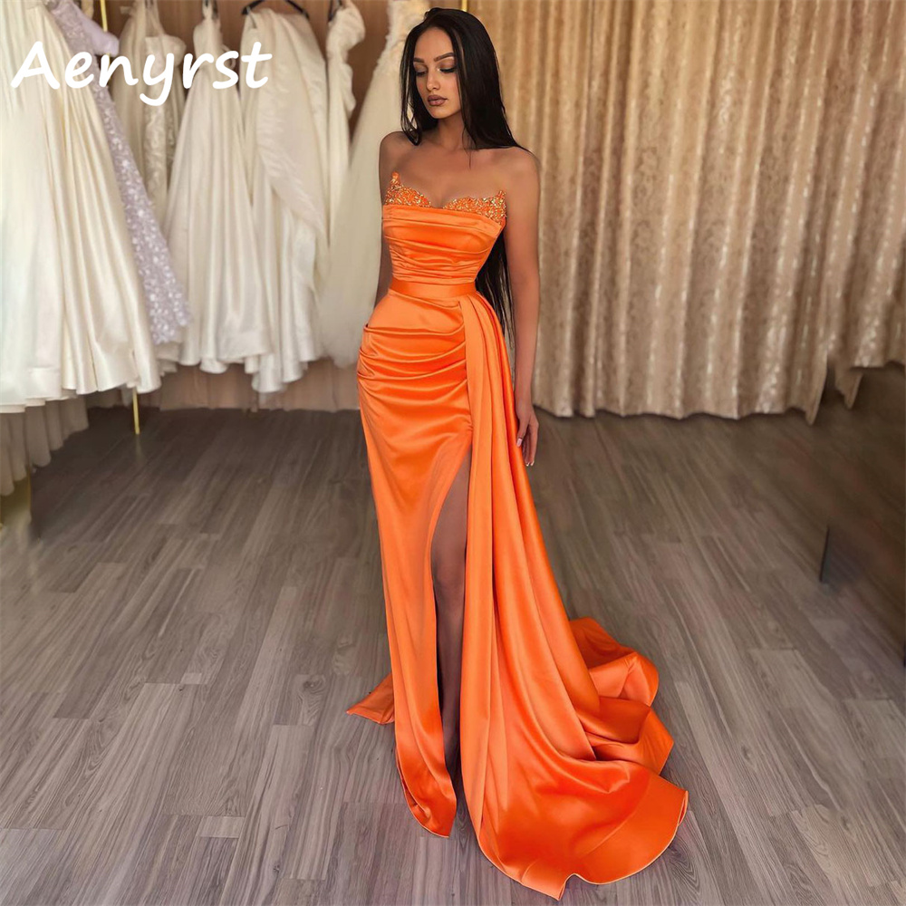 Aenyrst elegante strapless zee - Elegant Satin Evening Gown Split recensie en prijs