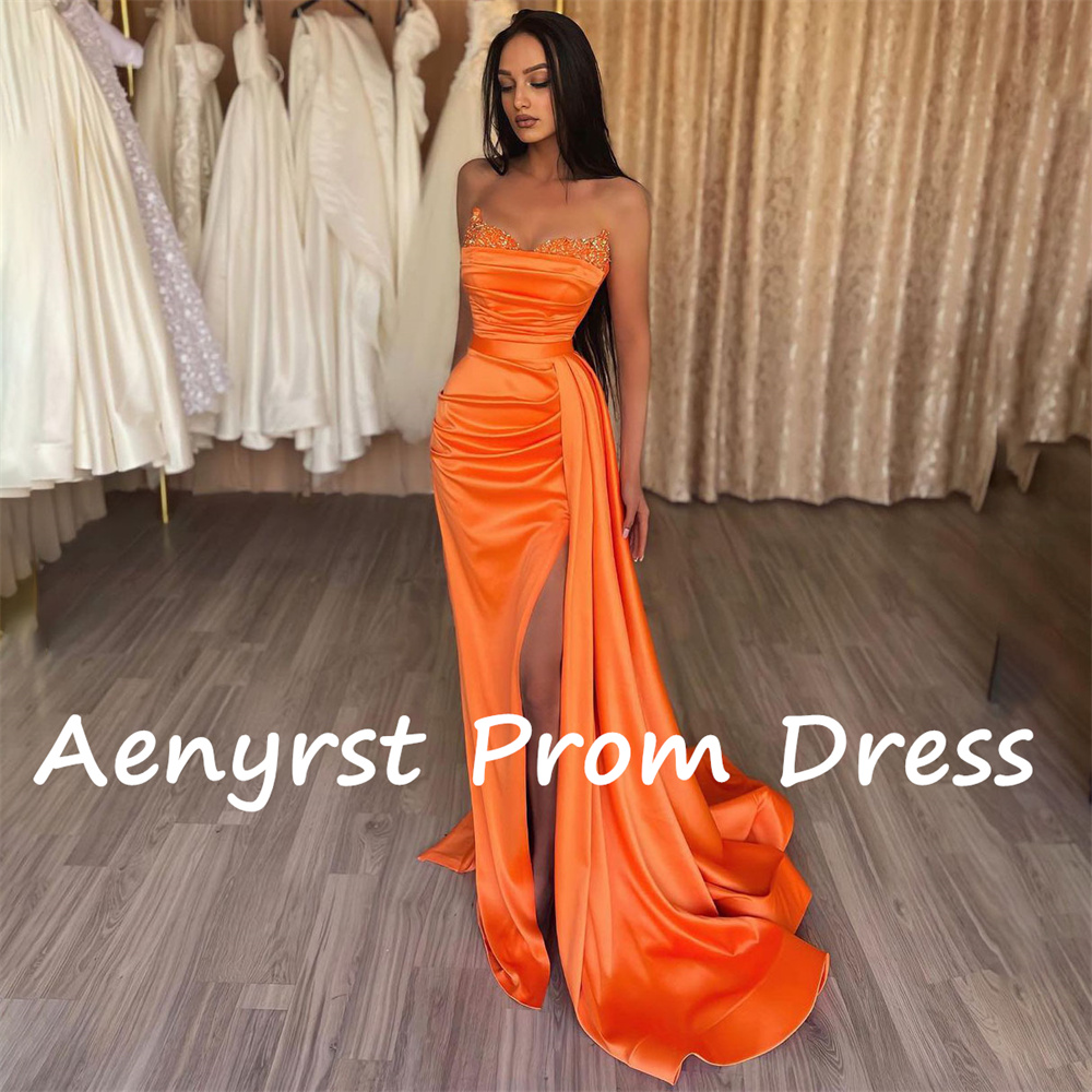Aenyrst elegante strapless zee - Elegant Satin Evening Gown Split recensie en prijs