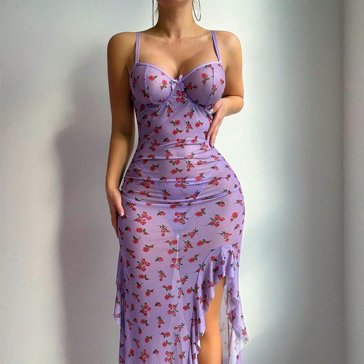 Transparante mesh plus size se - Sexy Mesh Sheer Bodycon Dress recensie en prijs