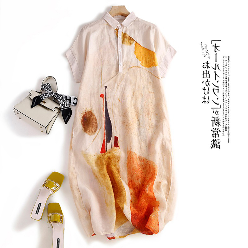 Casual katoenen linnen shirtju - Casual Loose Linen Shirt Dress recensie en prijs